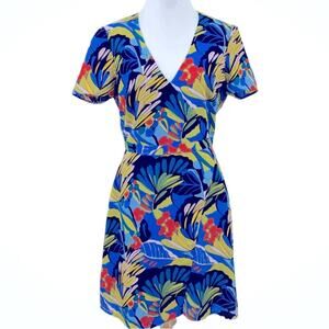 J. Crew Mercantile Wrap Bright Floral Faux Wrap Dress Women’s size 10